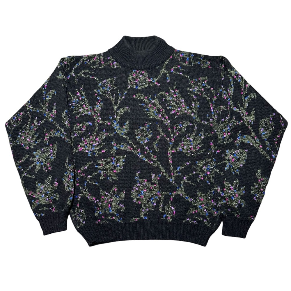 Vintage Ice Made in Italy Black Floral Sweater, Small